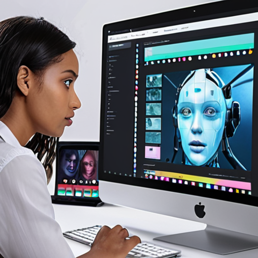 **A web designer collaborating with an AI assistant. The designer is working on a website layout on a large screen, while a holographic AI interface provides suggestions for color palettes and font choices, blending human creativity with artificial intelligence.**